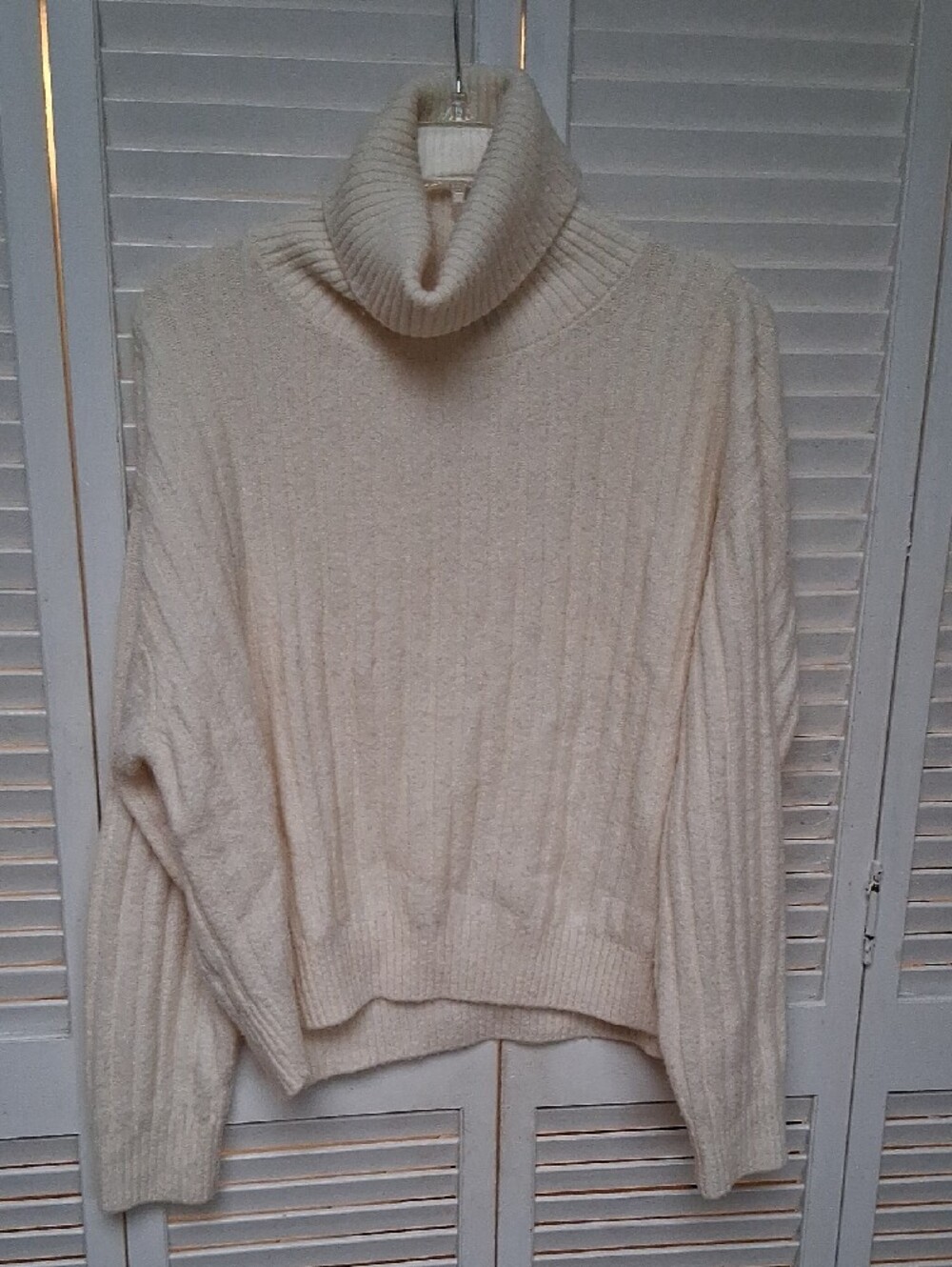 Mango Cream Ribbed Cowl Neck Sweater - Picture 4 of 4